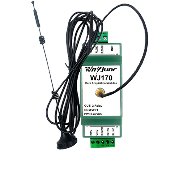 Two relay DO outputs, Modbus TCP and MQTT, WiFi module WJ170