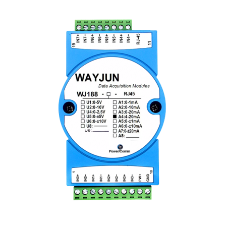 8-way 4-20mA or 0-10V to network Modbus TCP and MQTT