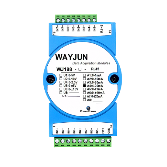 8-way 4-20mA or 0-10V to network Modbus TCP and MQTT