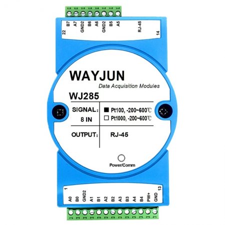 8-way Pt100/Pt1000 temperature to Modbus TCP and MQTT conversion